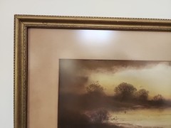 Vintage 19th Century Pastel Hudson River View Signed CHANDLER PAINTING Sunset