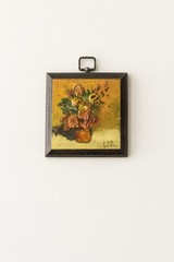 Vintage Oil on Board Floral Painting Signed Liz 3D Impasto Small