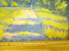 Nancy Knowles original oil painting landscape with trees & path framed gold