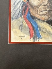 PAUL SOLLOSY PAINTING NATIVE AMERICAN INDIAN CHIEF PORTRAIT TRIBAL LISTED FAMOUS