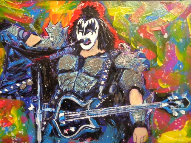 Original Music ROCK KISS COLORFUL GENE SIMMONS Abstract Painting WALL ART