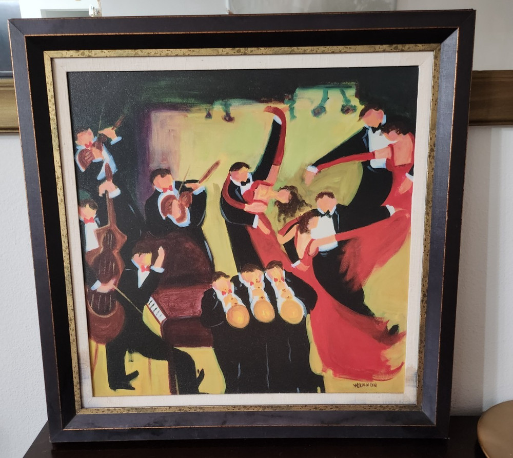 Valerie Lennon „Swing & Sway Framed Canvas Print-Dancing Jazz Scene 30″ x 30“