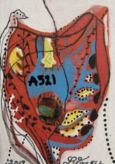 A521 ORIGINAL ACRYLIC ART ACEO PAINTING BY LJH „MARTINI WITH OLIVE“