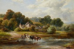 village landscape Classical Oil Painting Giclee Print Canvas