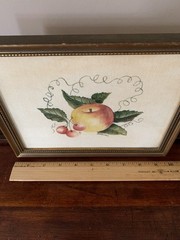 Vintage Folk Art Theorem Painting Fruit Apple Still Life Old Sturbridge Village