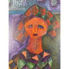 Israeli Artist Harlequin Painting C. 1950