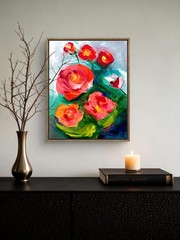 TITA PAINTZ Beautiful Floral Abstract Hand Painted 11×14 Canvas Wall Art