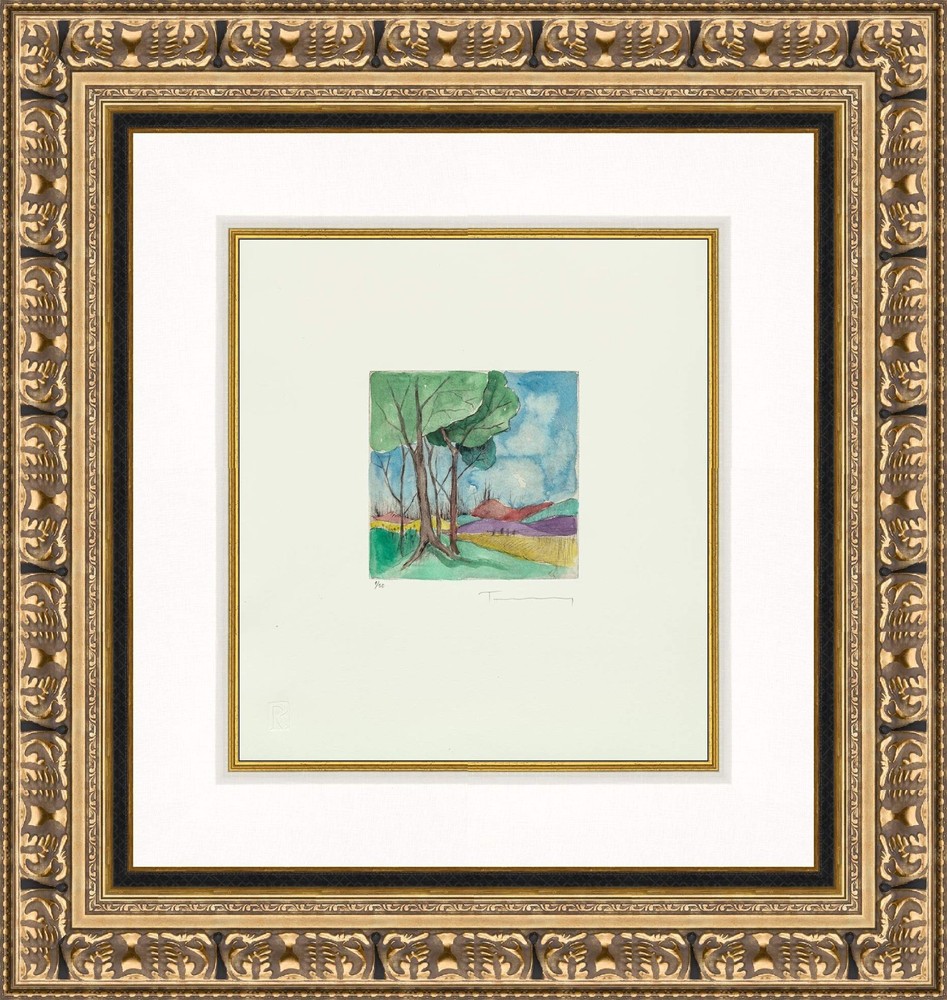 Itzchak Tarkay „Changing Seasons“ Watercolor on Etching, Signed & Framed w/ COA