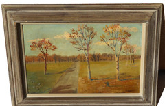 ROBERT HENRY LOGAN Imporant American Impressionist Autumn Trees by a Road oil