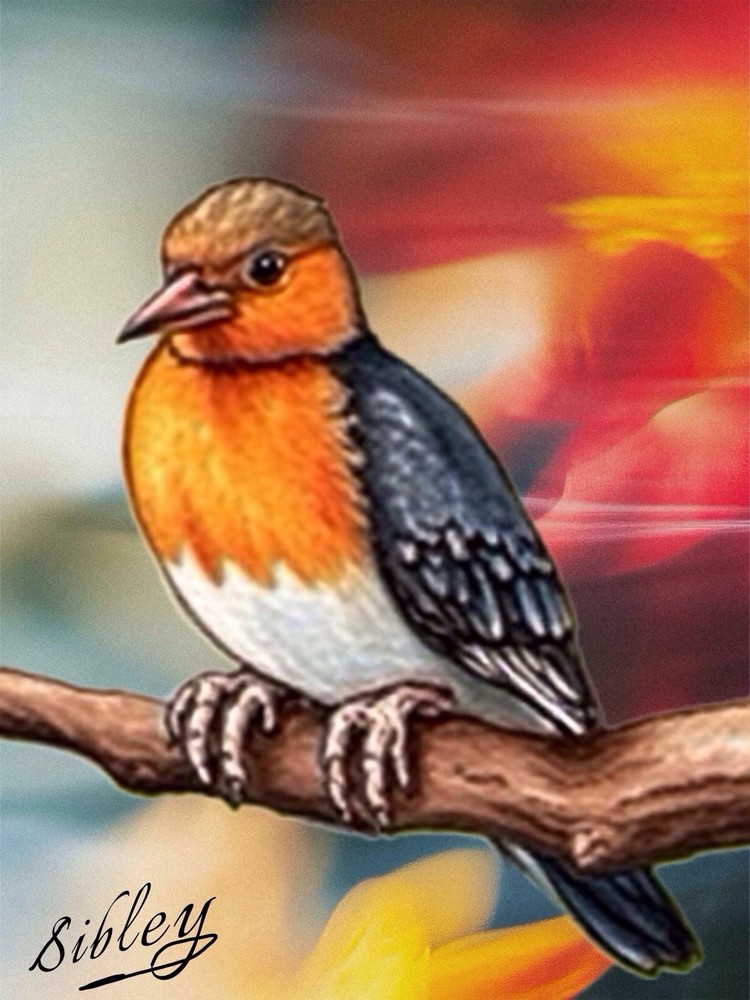 ACEO Handpainted Original Art Trading Card “BIRD ON A BRANCH” 2.5×3.5”