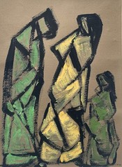 Paul (Mid 20th Century) Fantastic Expressionism Hebrew Artist Gouache Painting