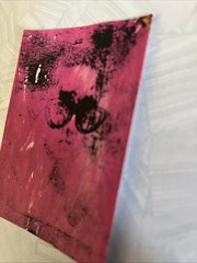 pink face abstract Artwork. ACEO Original Mixed Media Art Card, OOAK