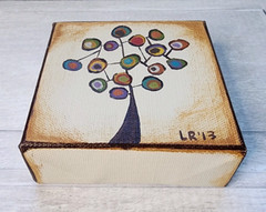 Art on Artesia Lisa Ritchie (Blum) OOAK paintings chickens tree 4×4″ Wisconsin