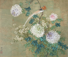 Vintage Original Oil Painting Old Fine Avian Still Life Chrysanthemums Signed