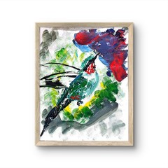 Hummingbird Unique Abstract Expressionism Wall Art Gallery Paper 11×14