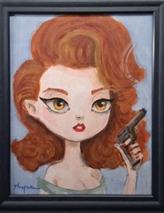 Original Glamour Girl Painting Thayer Art OOAK 8×10 Mid Century Modern Style