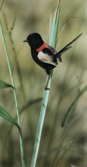 Garry Fleming (1967-) Red Back Fairy Wren (1991) Framed Watercolour Painting