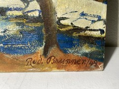 Rud Brunner Impressionist Fauvist Painting Of A Bridge Dated 1949 Beautiful