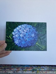 Hydrangea,blue,flowers,bouquet Acrylic paintings on canvas original 5/7