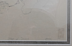 Study of Dancer Framed Pencil Sketch Drawing Signed GJSLAK Male Man Boy Figure