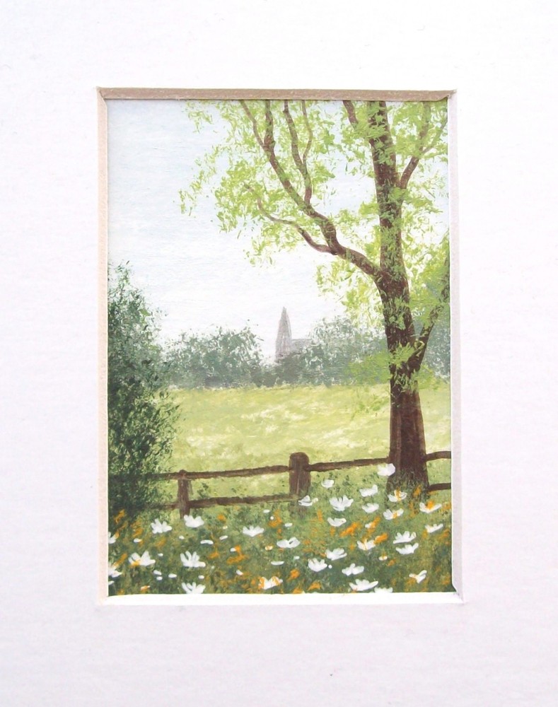 ACEO ORIGINAL HAND PAINTED SIGNED # WILDFLOWERS # LANDSCAPE PAINTING