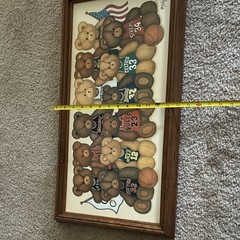 Morgan Framed NBA Dream Team Basketball Bears Folk Art Painting Canvas