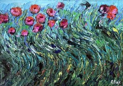 Wildflowers Abstract Original Impasto Oil Painting Summer Art 10×14″ signed