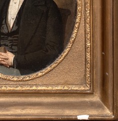 19th Portrait of A Victorian Gentleman & Head Of A Jack Russell Terrier Dog