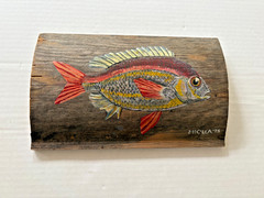 Original Fish Painting on Reclaimed Wood- 7 x 11″