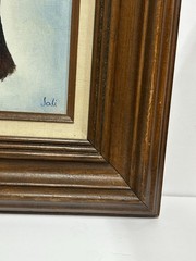 Vintage Framed Doberman Pinscher Original Acrylic Painting Signed Jodi