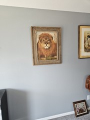 31″×25″ Original Oil On Board Impressionist Painting Of A Great Lion Artist Sign