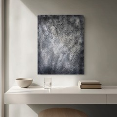 Original Black Textured Wall Art 24×30, Silent Strata, Japandi Wabi Sabi Canvas