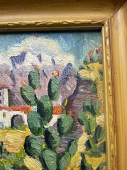 ANTIQUE MISSION PAINTING SMALL GEM IMPRESSIONISM LANDSCAPE CHURCH WOODSTOCK NY