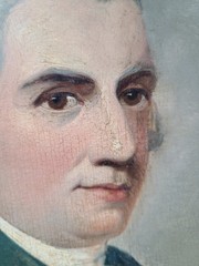 Small Antique 18th Century Oil Painting Portrait of a Gentleman in Blue