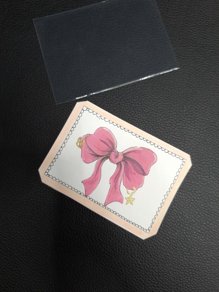 aceo original art cards girly pink bow