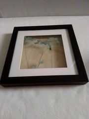 Dimensional Glass Blue Floral Artwork Framed 9 1/2″ X 9 1/2″