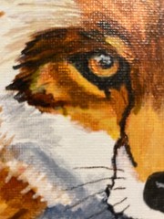 9 x 12 Original Acrylic Painting With Ink on Canvas…….“Staring Fox“