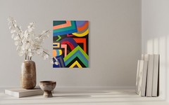Large Hard-Edge Acrylic Painting Retro Modernist Style