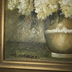 Framed Floral Still Life Painting White Flowers in Vase – Single Piece