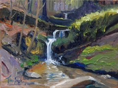Forest Spring waterfall woods realistic Impressionism oil Painting landscape