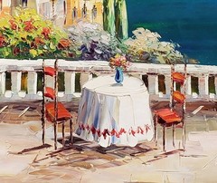 Mediterranean View, #6FMD-44, 36″x48″- 100% Hand painted Oil Painting on Canvas