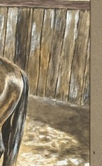 Bob Moline, Texan (1938-2021) Ranch Scene Watercolor Painting – „Breaking Pen“