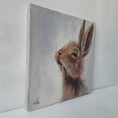 Original Oil Animal Painting Hare Portrait Wildlife Art Soft Ukrainian Artist