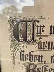 Biblical Passage Pen Ink Watercolor Calligraphy Illumination Romans 8:28 German