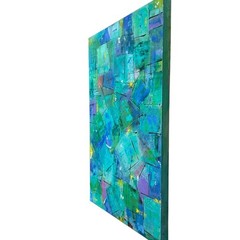 Frames of Hope blue green hues abstract canvas size 48″ x 36″