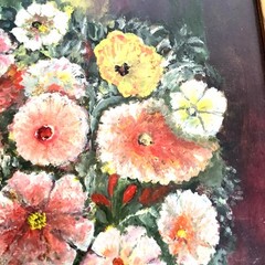 Still Life Oil On Board Flowers in Vase Artist Signed 1988 Framed 14.5×16.5”