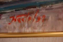 FRAMED ORIGINAL OIL BENT COLONIAL STREET LIGHTS THE AMERICAS ARTIST: HECTO VIDAL