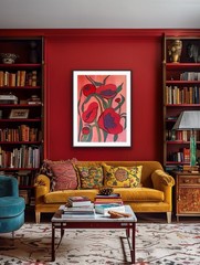 Abstract Red Poppy’s Flowers OOAK still Life Bright original artwork by artist
