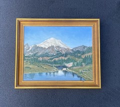VTG Gold Gilt Wood Frame 1960s Washington California Western Sky Painting 16×20