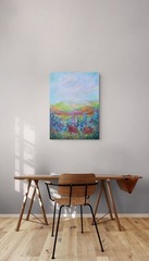 Original Wildflower Meadow Landscape Painting 18×24 Farmhouse Cottage Art